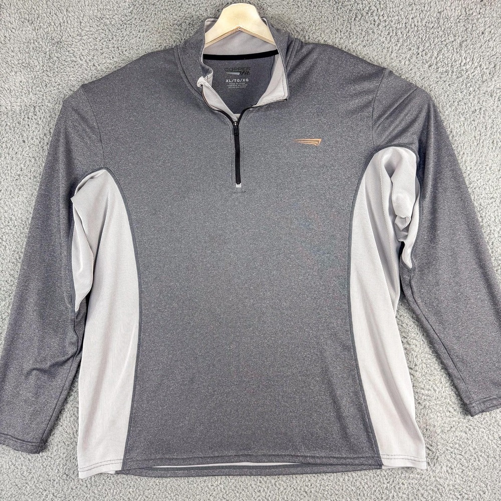 Copper Fit Pullover‎ Mens XL Gray Black Quarter Zip Long Sleeve Athletic Shirt